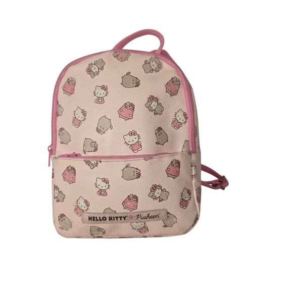 PUSHEEN HELLO KITTY Pink Backpack Sanrio Bag kittens & Mice Adjustable Straps - Picture 1 of 10